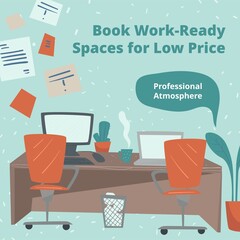 Book work ready space for low price rent vector