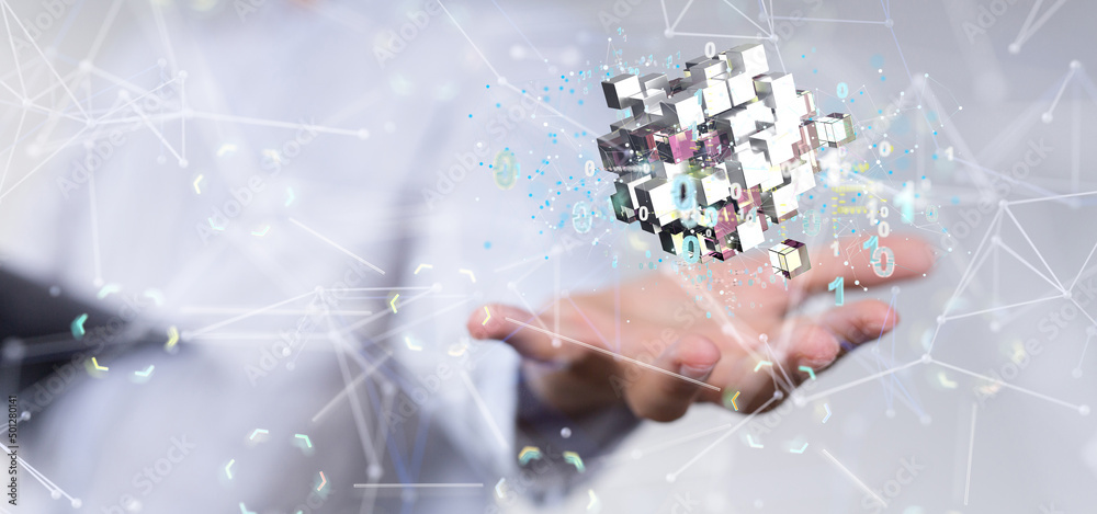 Aufkleber small data cloud technology. polygonal wireframe art looks like constellation