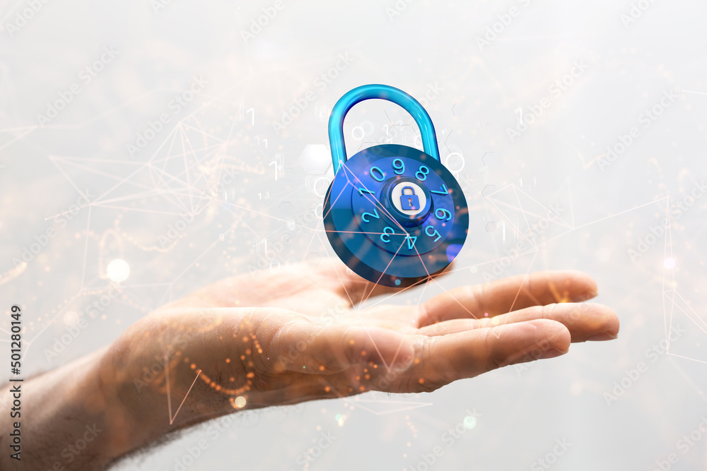 Aufkleber Cybersecurity and information or network protection. Future technology