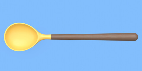 Silicon solid spoon or kitchen utensils on blue background.