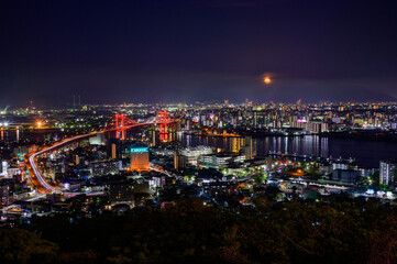 月夜の展望台からの夜景