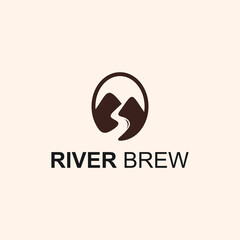 river coffee logo or cafe logo