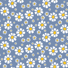 Japanese Cute Circle Flower Vector Seamless Pattern