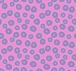 Japanese Cute Fluffy Flower Vector Seamless Pattern