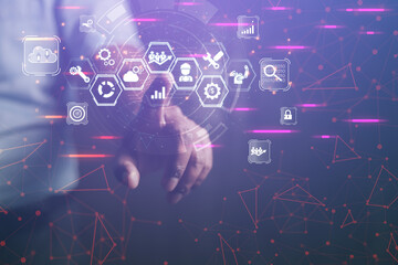 engineer or businessman Use your smartphone to exchange industrial systems, technology, industry cloud technology concepts.	