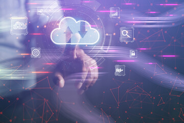 engineer or businessman Demonstrate cloud connectivity to exchange industrial systems,...