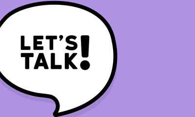 Speech bubble with lets talk text. Boom retro comic style. Pop art style. Vector line icon for Business and Advertising