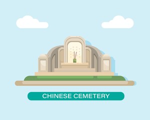 Chinese cemetery in buddist religion illustration vector