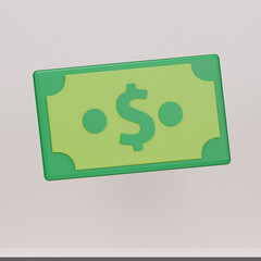 3D Cartoon Low Poly Money Icon