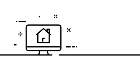 Smart home line icon. Home management online. Monitor with house. Automation technology concept. One line style. Vector line icon for Business and Advertising