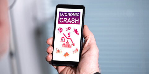 Economic crash concept on a smartphone