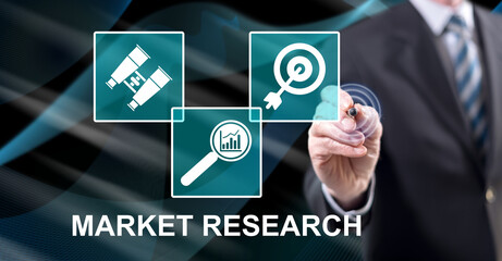 Man touching a market research concept