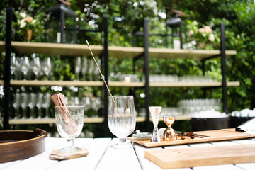 glasses on a table