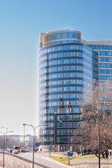 View of cityscape with modern building on sunny day