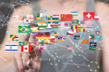 Global communication, international messaging and translation concept