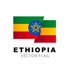 Colorful Ethiopian flag logo. Ethiopian flag. Vector illustration isolated on white background.