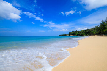 Nature landscape view of beautiful tropical beach and sea in sunny day at phuket thailand,