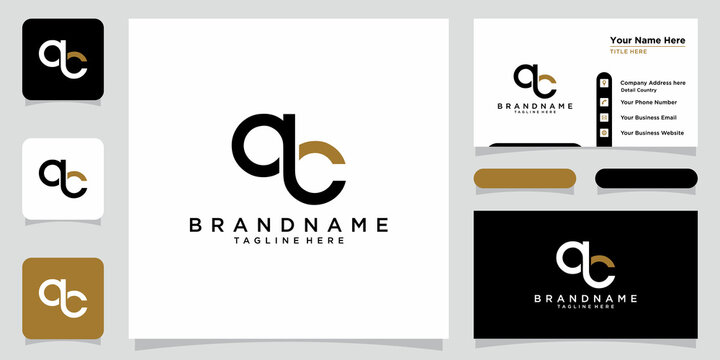 AC or CA Letter Logo Design Template Vector with business card design