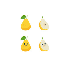 Kawaii style pear with emotion. Fruit