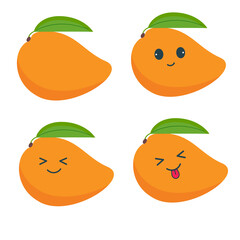 Kawaii style mango with emotion. Fruit
