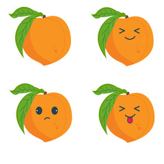 Kawaii style peach with emotion. Fruit