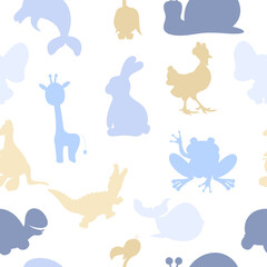 Baby seamless pattern with animals. Graphic design for children.