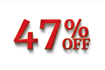 Discount 47 percent off. 3D illustration on white background.