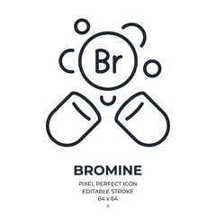 Bromine food supplement editable stroke outline icon isolated on white background flat vector illustration. Pixel perfect. 64 x 64.