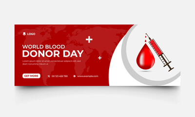 World blood donor day social media facebook cover and web banner template, editatbel vector - obrazy, fototapety, plakaty