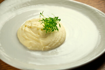 Risotto on a white restaurant plate