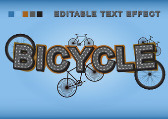 Editable Text Effect and Background for Bicycle Design Theme in Blue Color Background