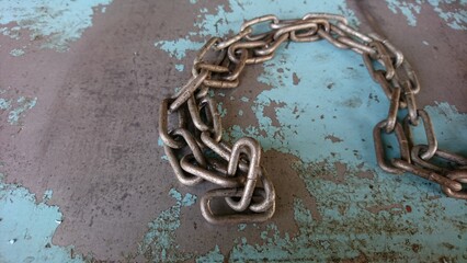 Old chain on a blurred background