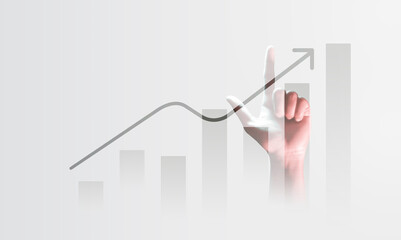 Businessman hand growth development finance business investment profit graph of success financial...