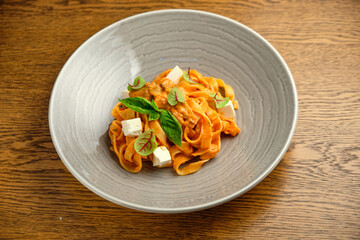Italian pasta with cheese. National cuisine