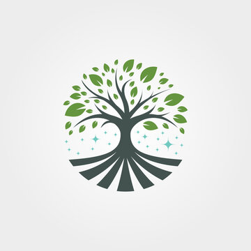 abstract nature tree logo symbol illustration design, family tree logo