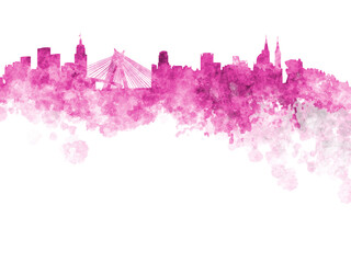 Sao Paulo skyline in watercolor on white background