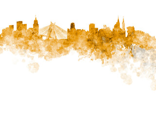 Sao Paulo skyline in watercolor on white background