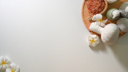 Organic spa massage compositions background with copy space