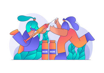 vaccine fight corona virus flat design