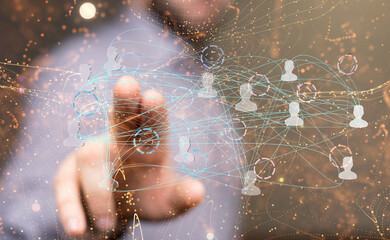 Abstract network of physical devices on the Internet using a network connection with statistics...