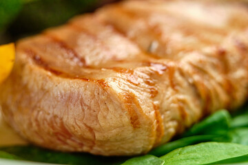 Grilled steak with champignons