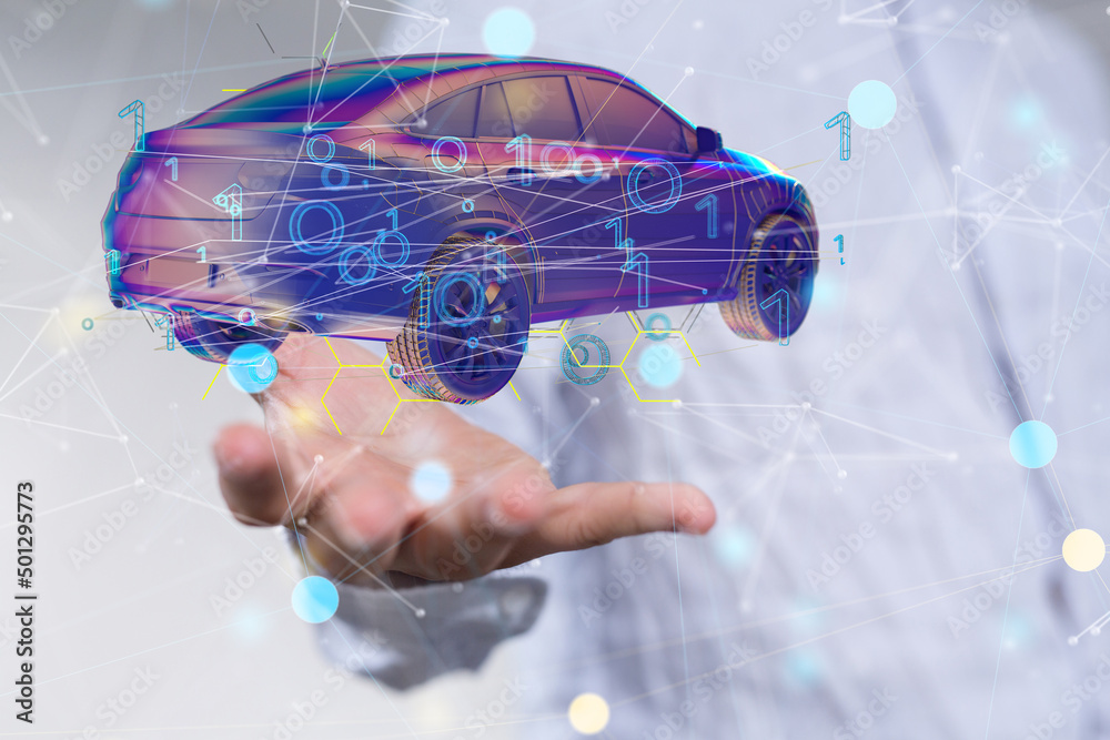 Poster driverless autonomous vehicle with lidar technology