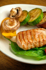 Grilled steak with champignons