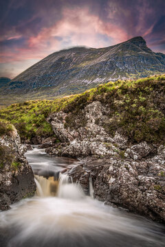 Unapool burn looking towards Quinag, Scottish Highlands
