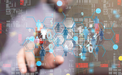 Neural network concept. Connected cells with links.