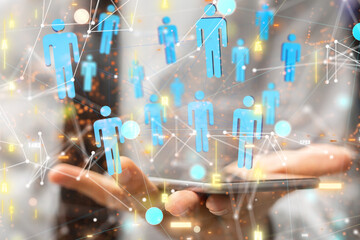 Global network. Blockchain. 3D illustration. Neural networks and artificial intelligence. Abstract