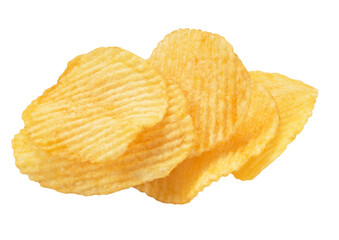 corrugated potato chips isolated on white. texture, the entire image is sharpness.