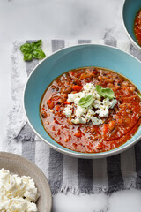 fasolada Greek soup with white beans and vegetables