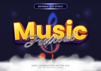 Music festival text effects template with neon style. Suitable for logos, social media and banners.