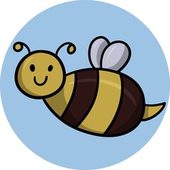 Cute little bee smiles, vector cartoon children's illustration